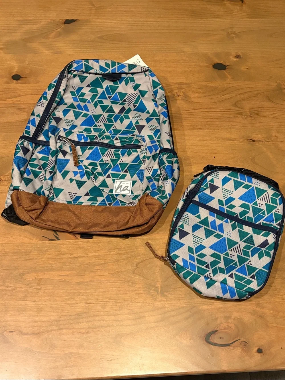 Hanna Andersson Backpack & Lunch Box Set – Geometric Blue/Teal – NWT
